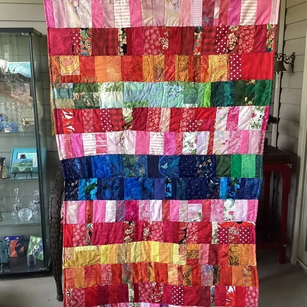 NWT. Hand Crafted Colorful Patchwork Quilt ROYGBIV!
